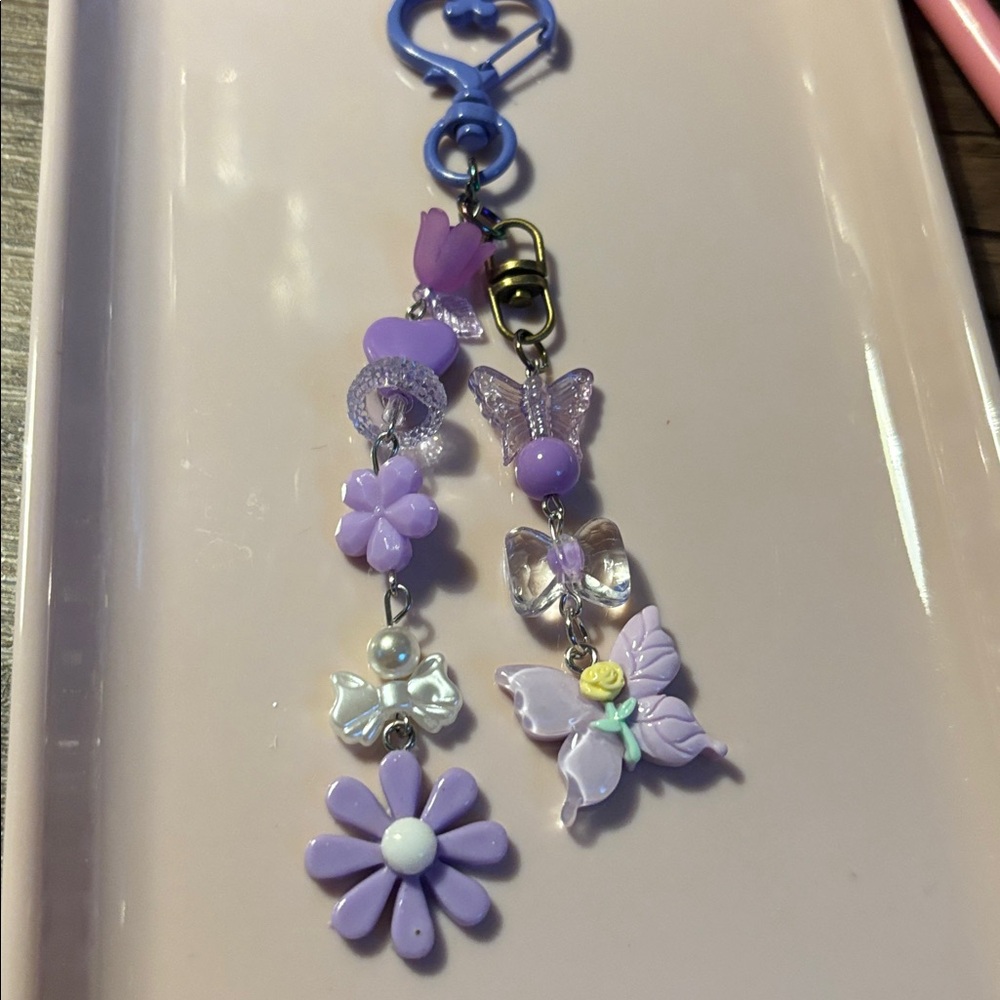 Purple Butterfly Charm Keychain